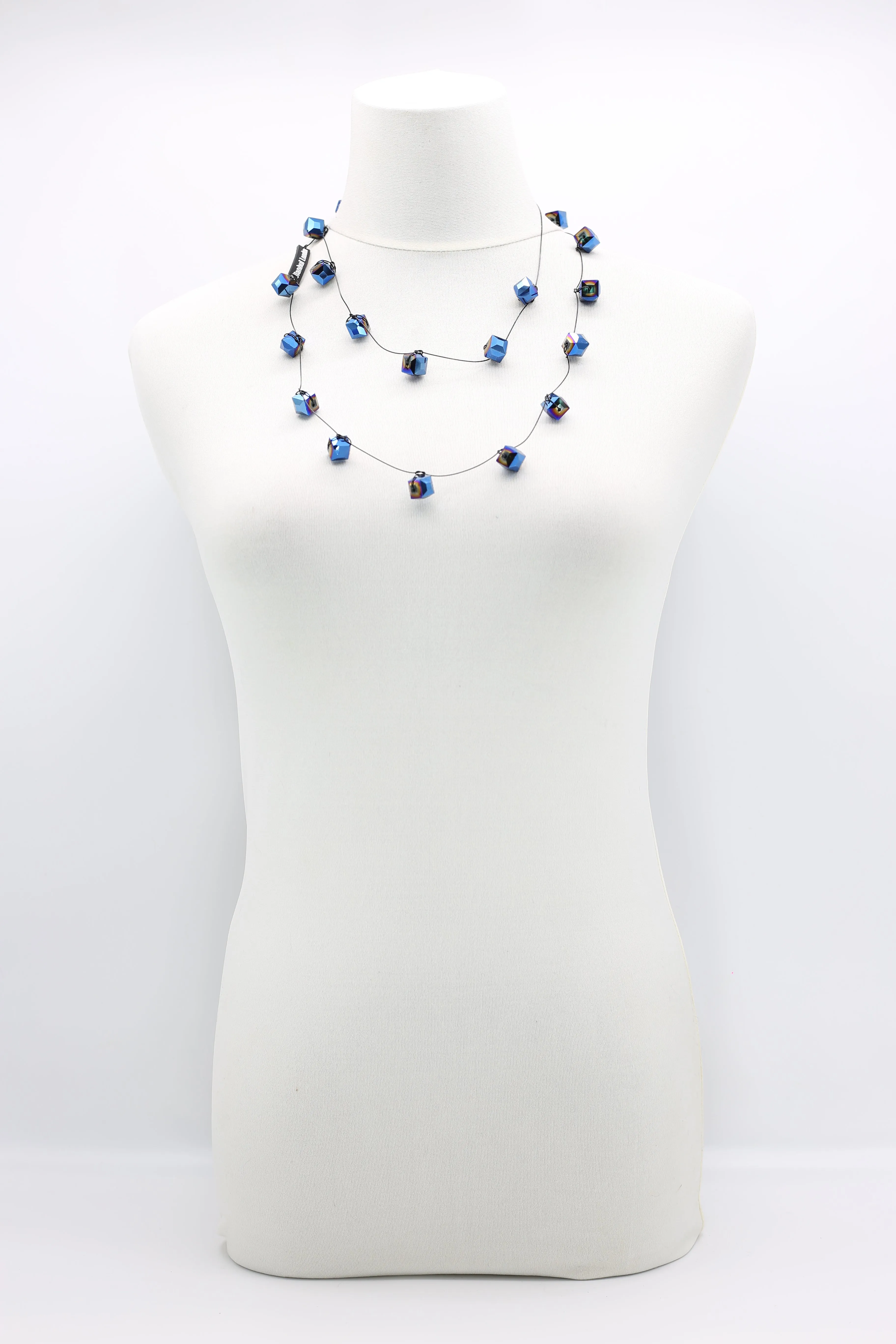 Single strand Black fishing wire Crystal Necklaces