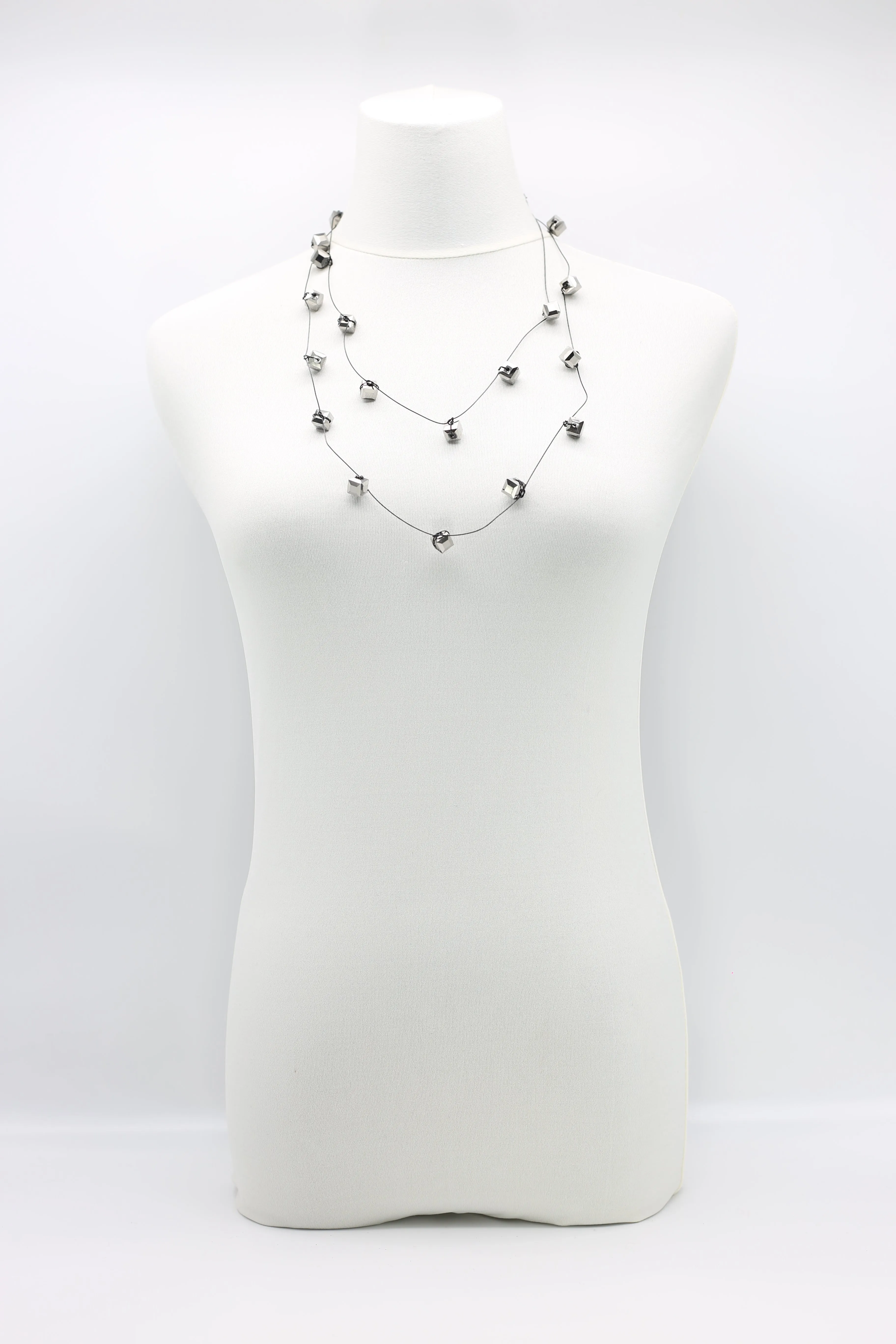 Single strand Black fishing wire Crystal Necklaces
