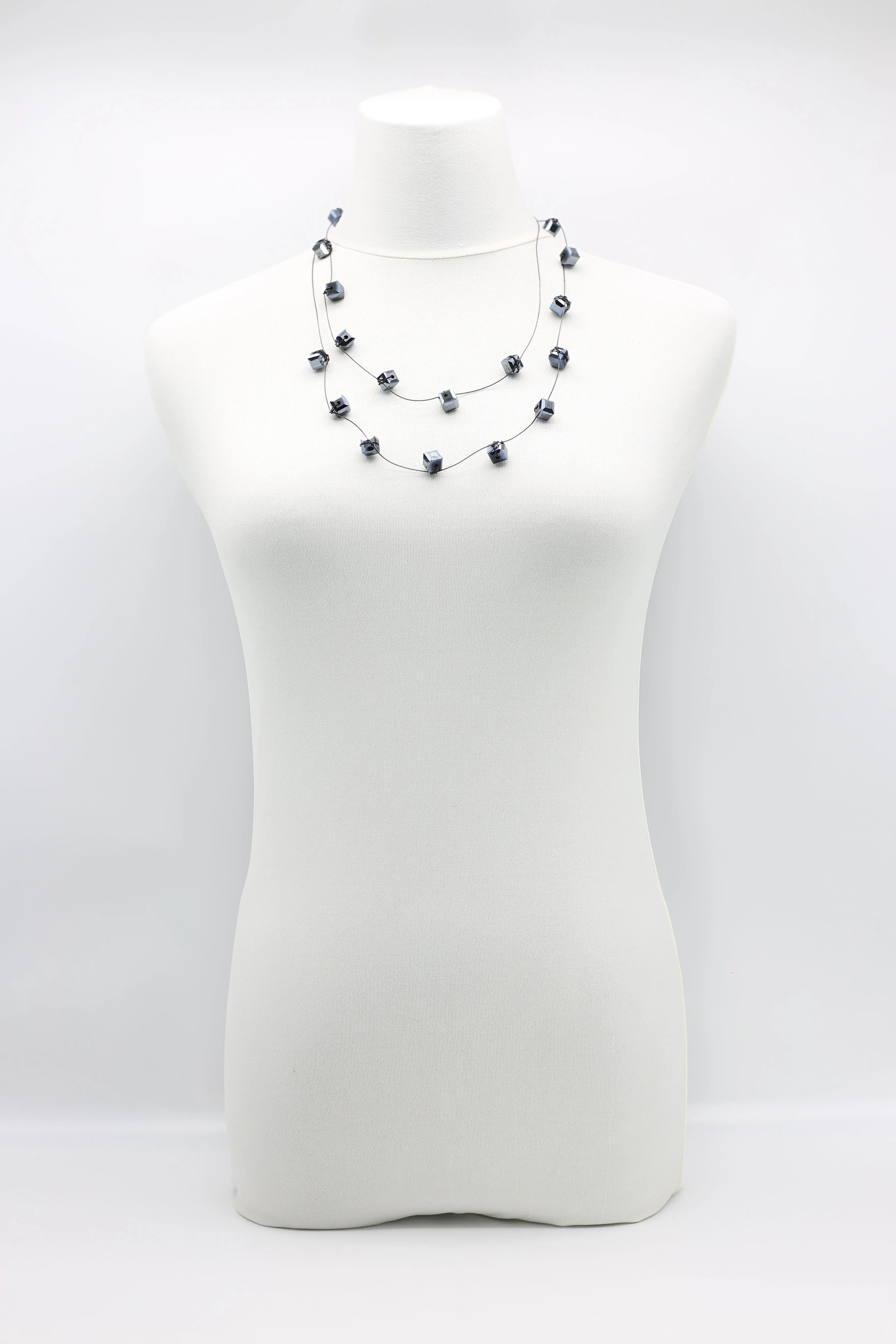 Single strand Black fishing wire Crystal Necklaces
