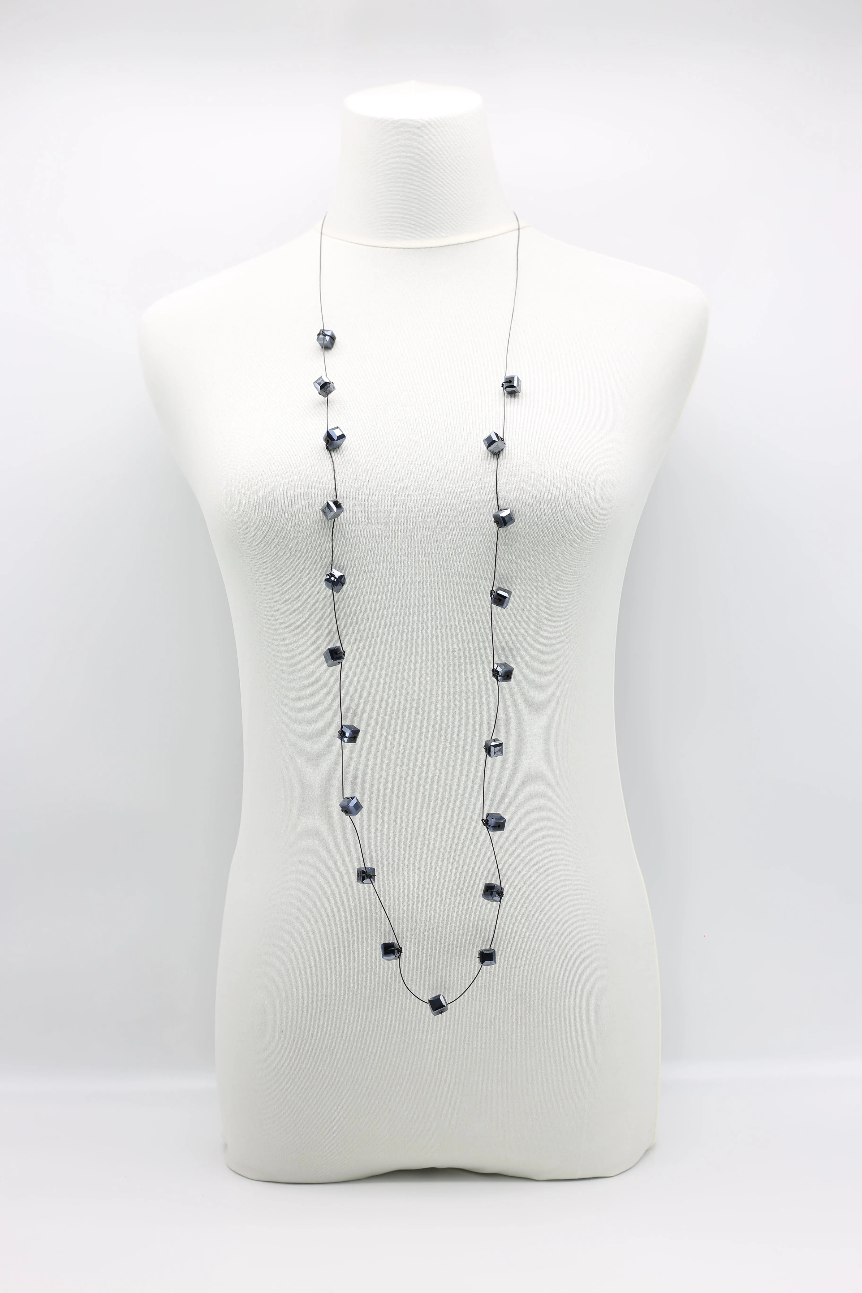 Single strand Black fishing wire Crystal Necklaces