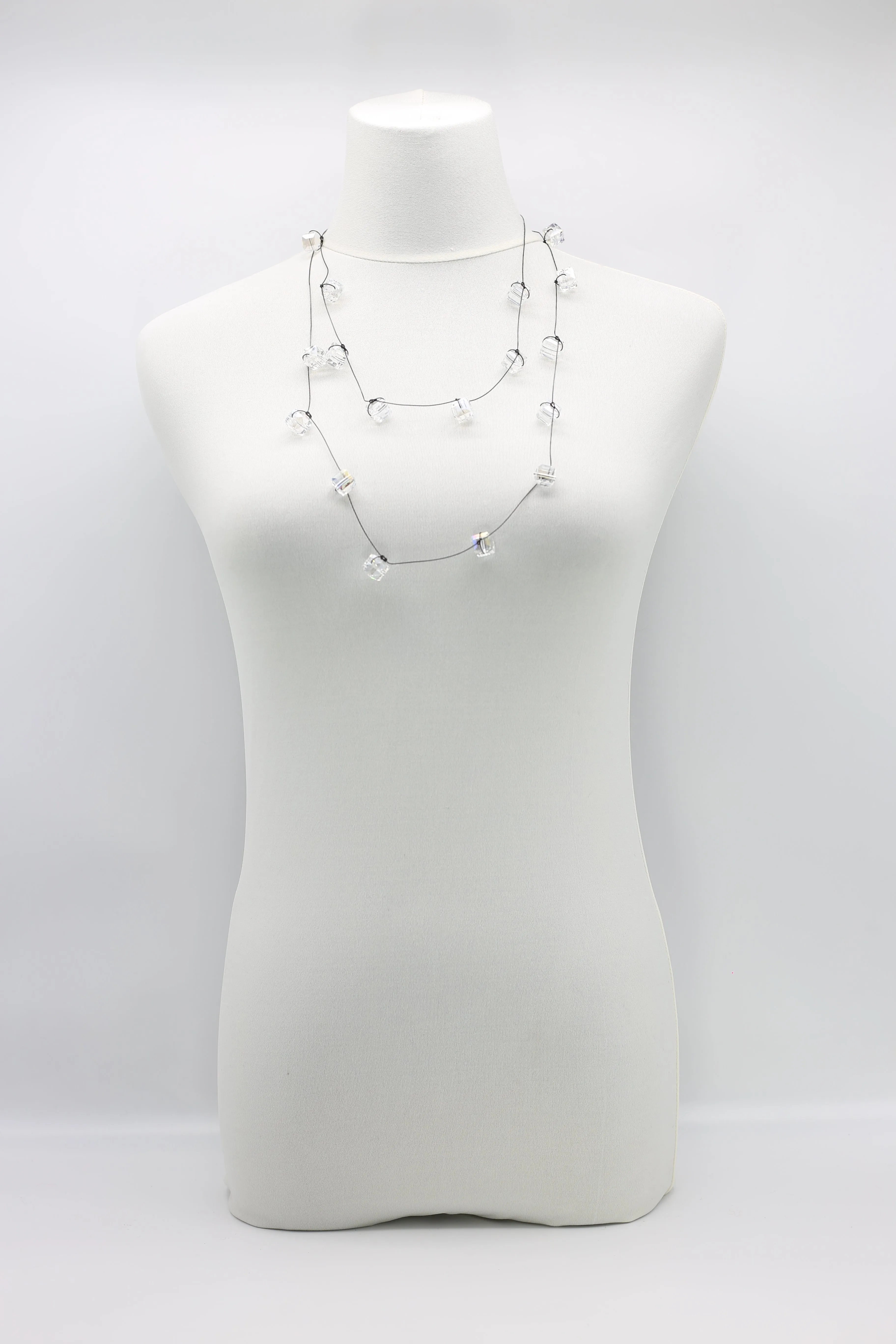 Single strand Black fishing wire Crystal Necklaces