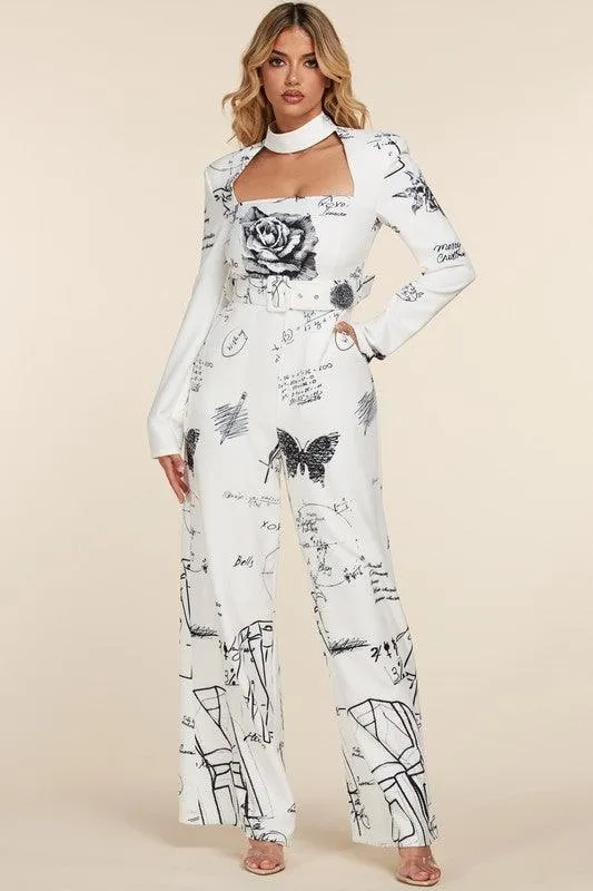 SKETCHBOOK PRINT JUMPSUIT