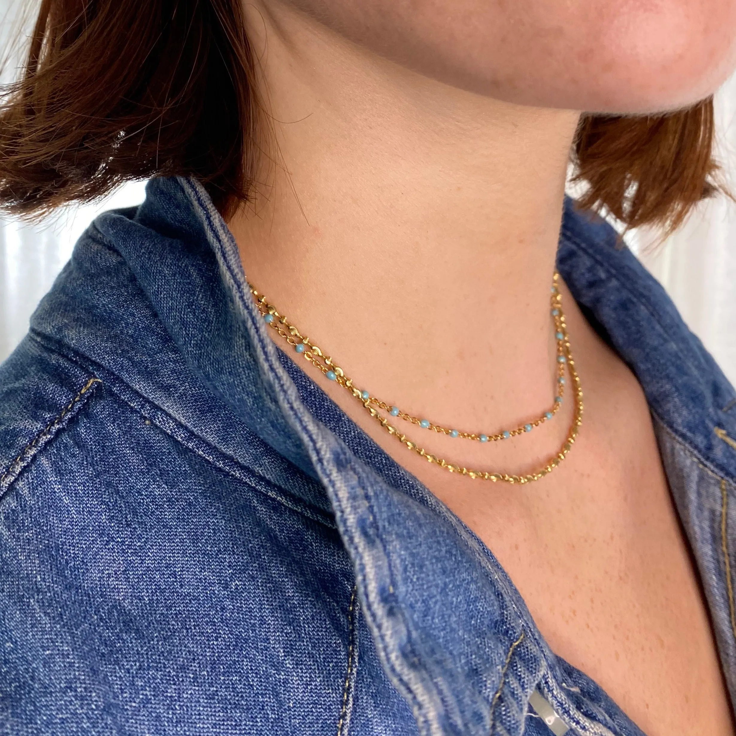 Sky Blue Enamel Choker - 14K Gold Filled