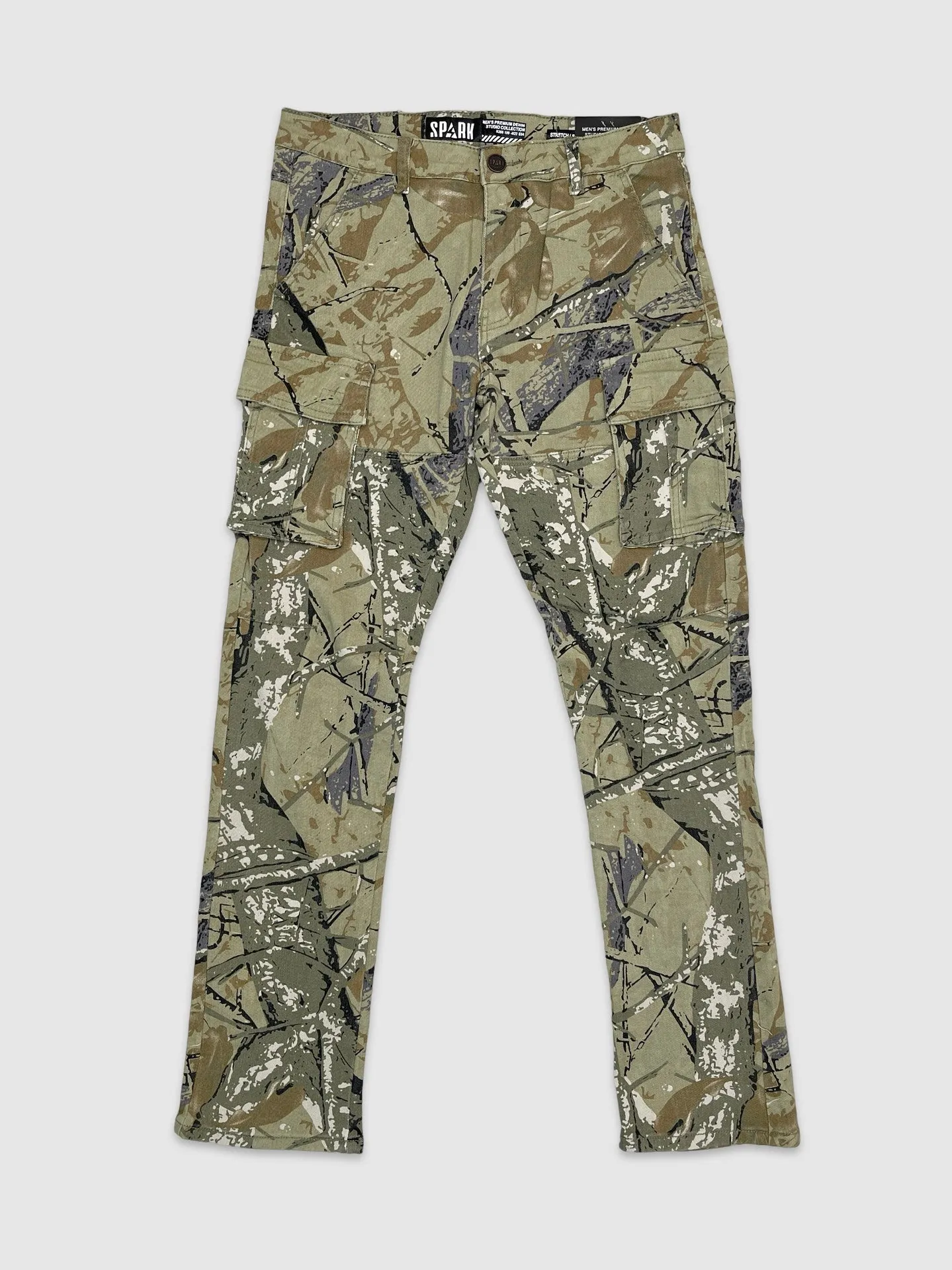 SLE-S4413-Camo Slim Straight Twill Cargo Pants