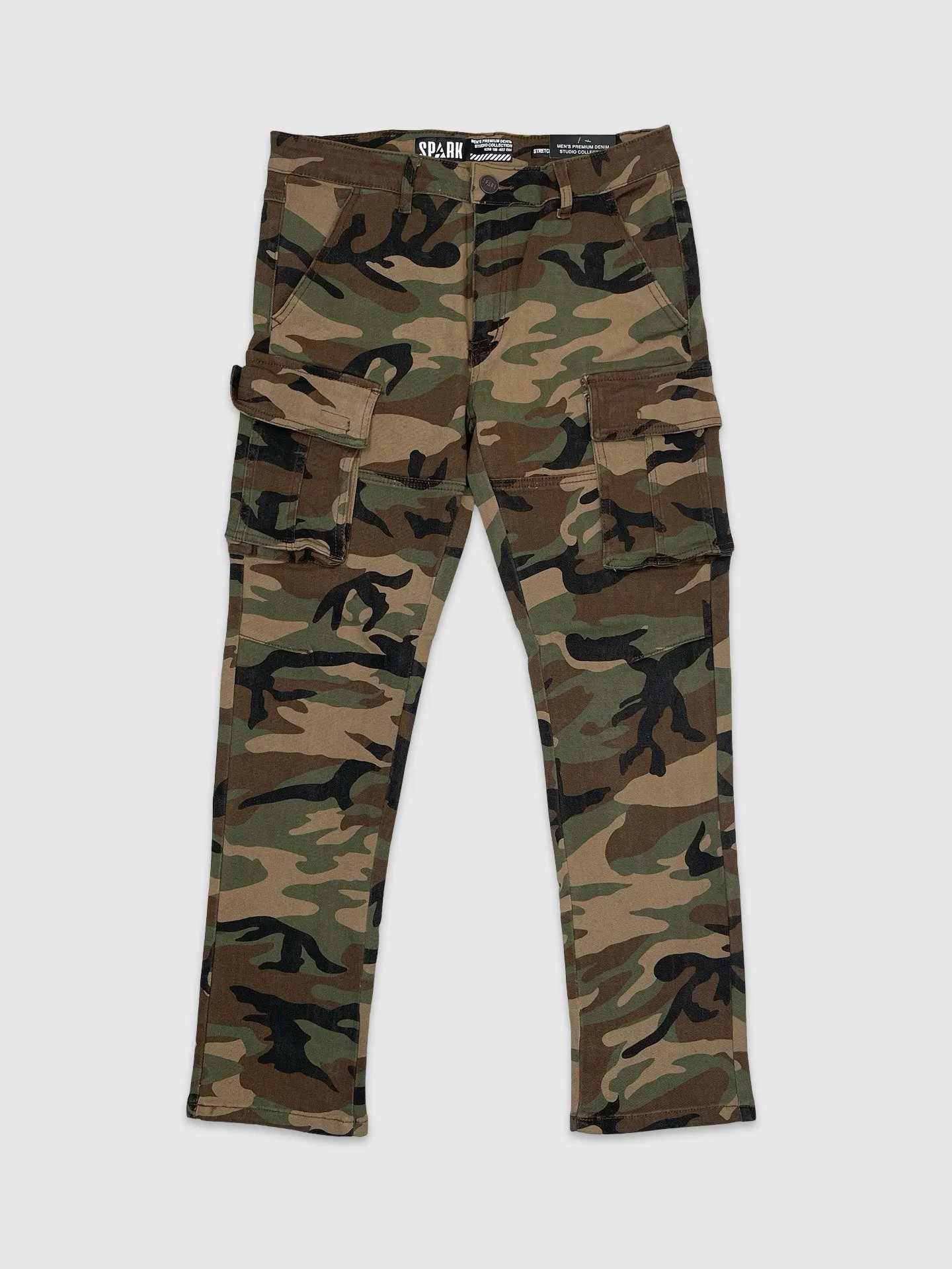 SLE-S4413-Camo Slim Straight Twill Cargo Pants
