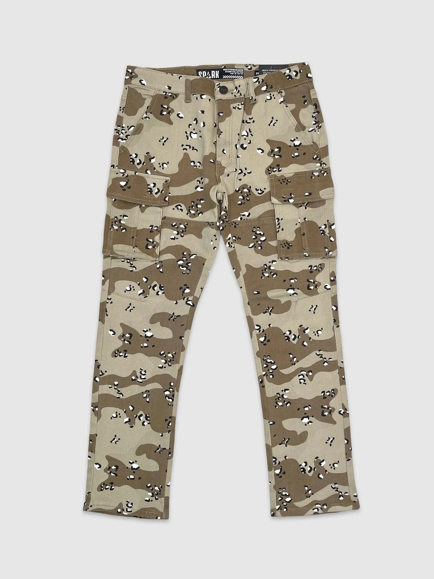 SLE-S4413-Camo Slim Straight Twill Cargo Pants