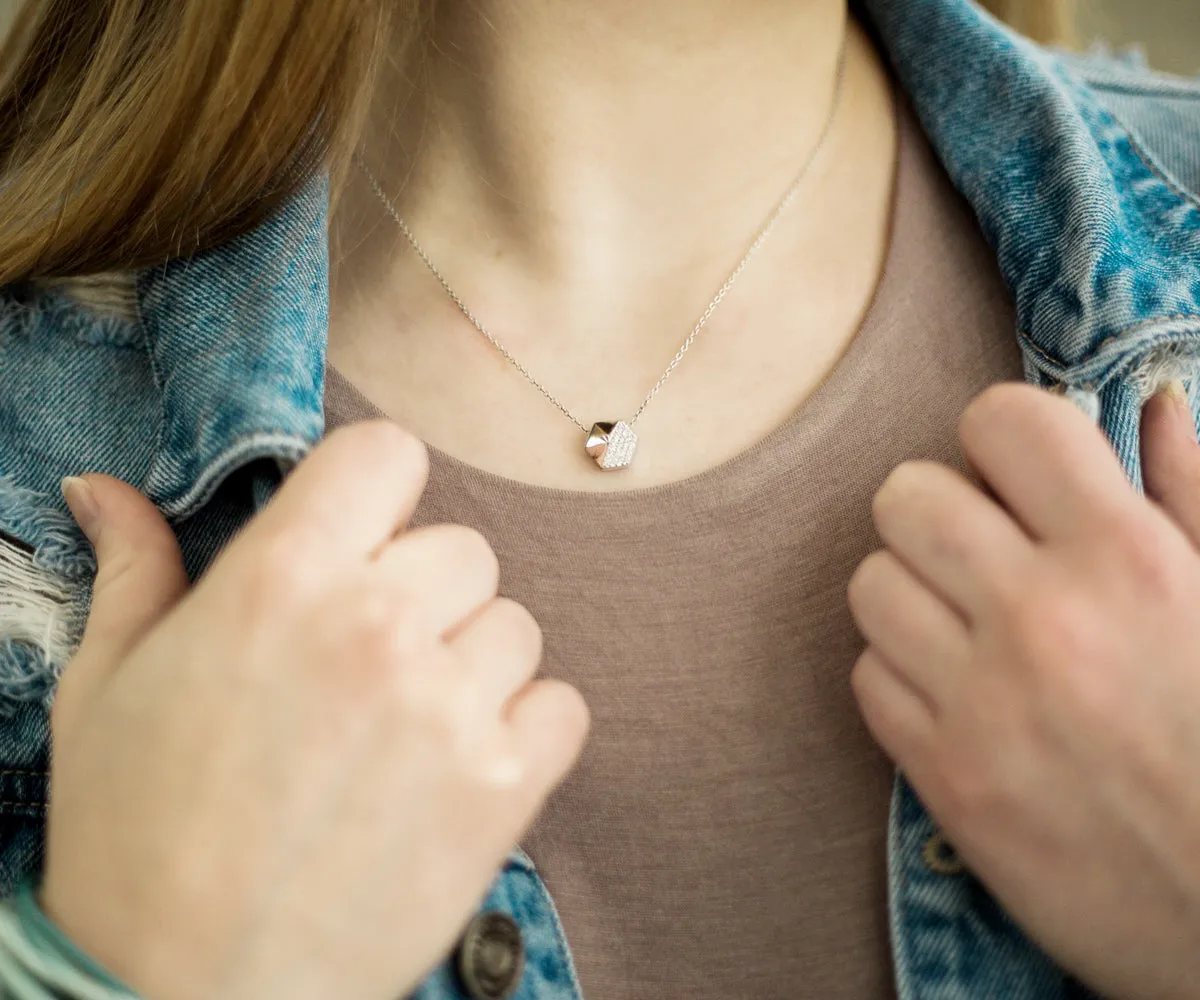 Small Hexagon Pavé Crystal Necklace