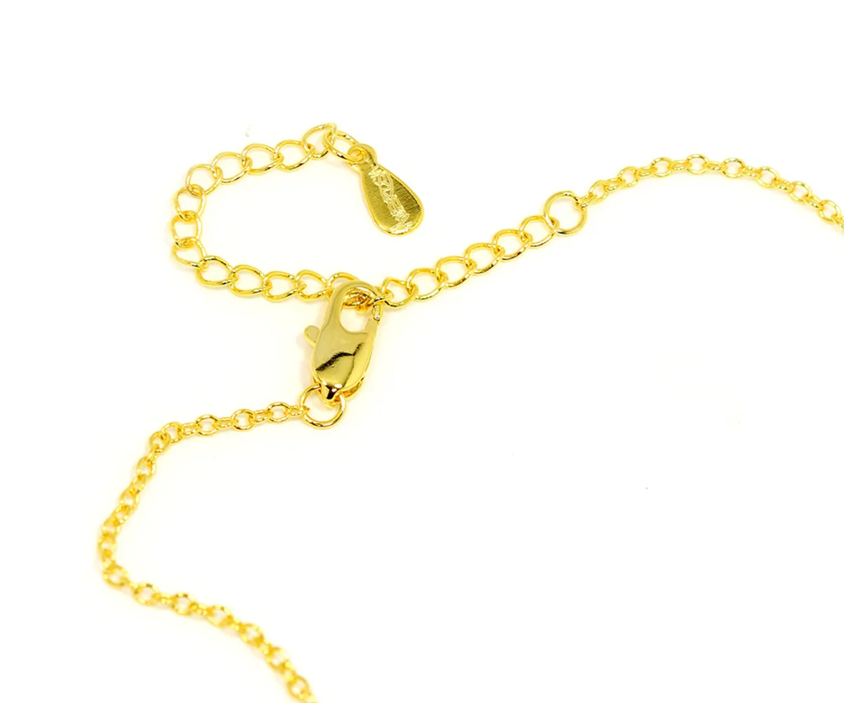Small Round Pavé Crystal Gold Necklace