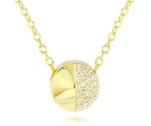 Small Round Pavé Crystal Gold Necklace