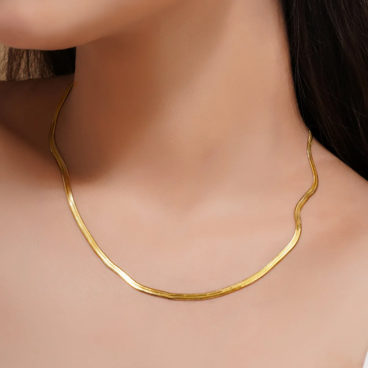 Snake Chain   Diamond Necklace NLCP105G Gold Plated Combo