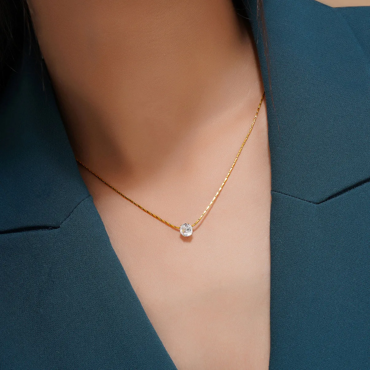 Snake Chain   Diamond Necklace NLCP105G Gold Plated Combo