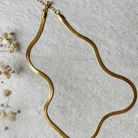 Snake Chain   Diamond Necklace NLCP105G Gold Plated Combo