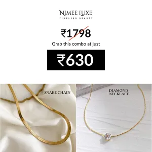 Snake Chain   Diamond Necklace NLCP105G Gold Plated Combo