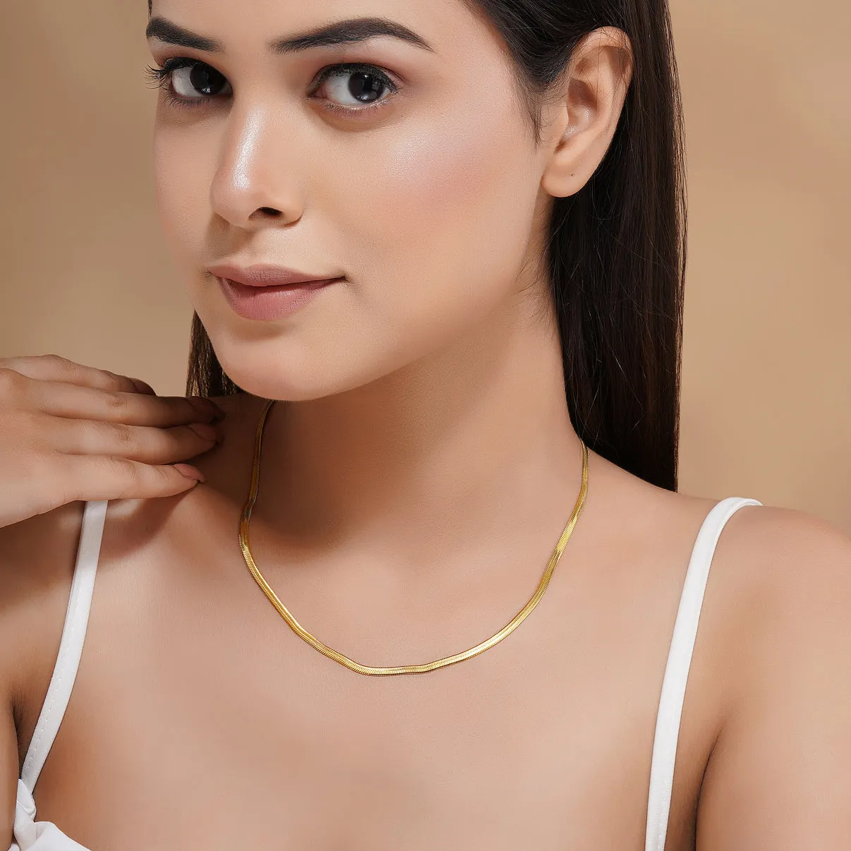 Snake Chain   Diamond Necklace NLCP105G Gold Plated Combo