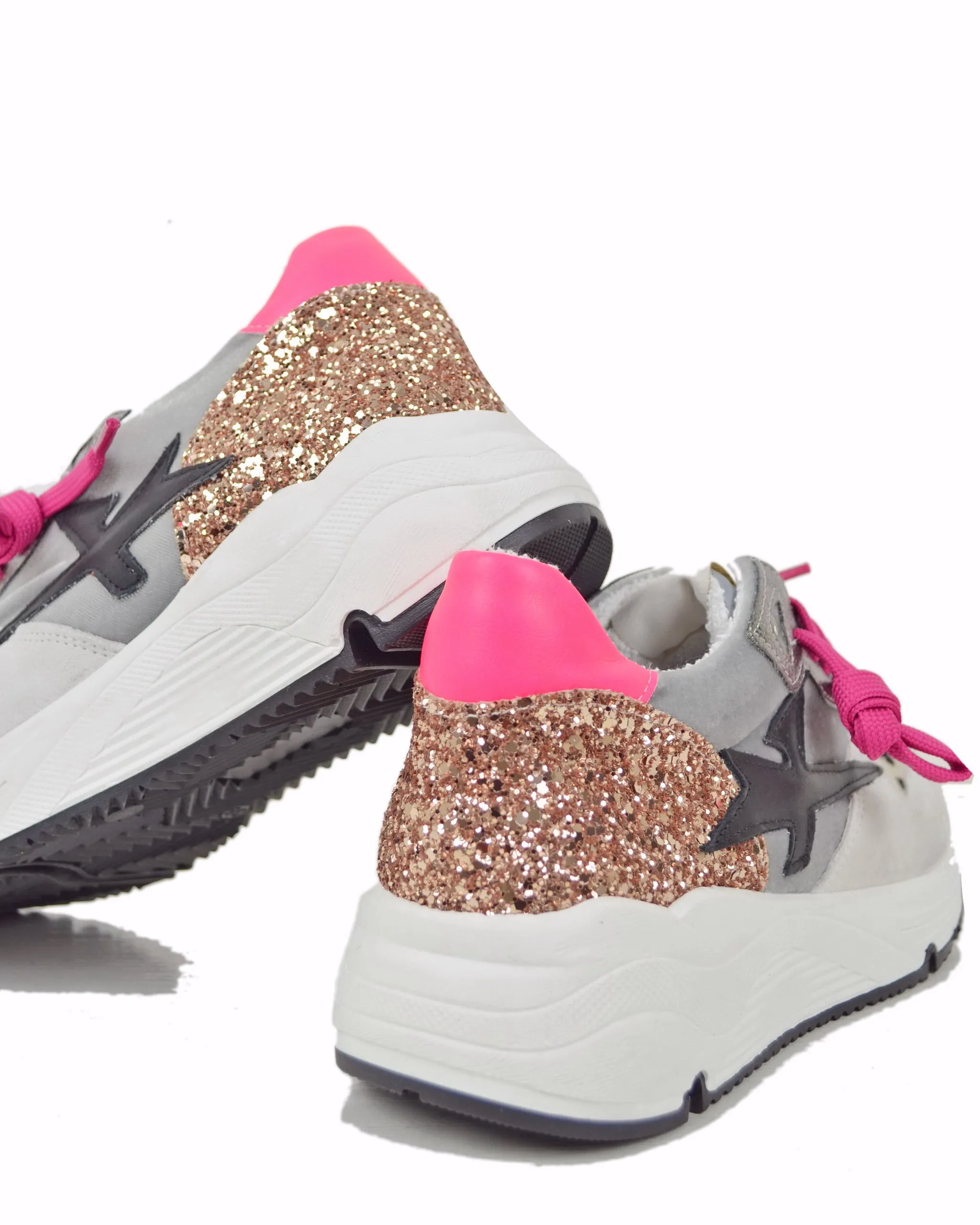Sneakers DIVINE FOLLIE Maculate Primavera Estate Fuxia Ghiaccio in Pelle