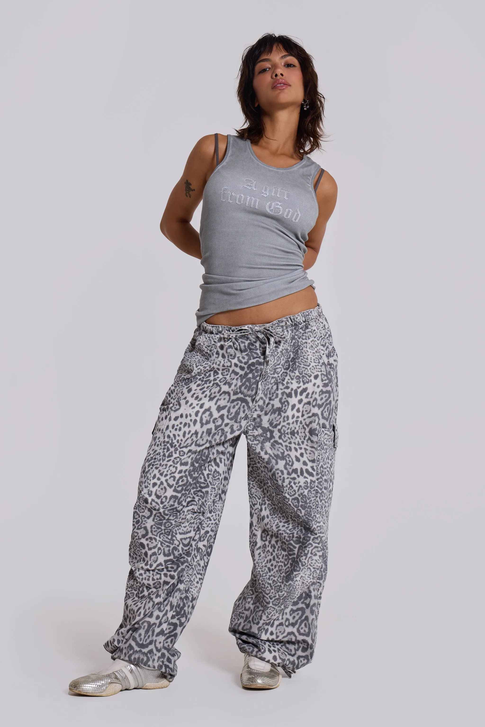Snow Leopard Parachute Pants