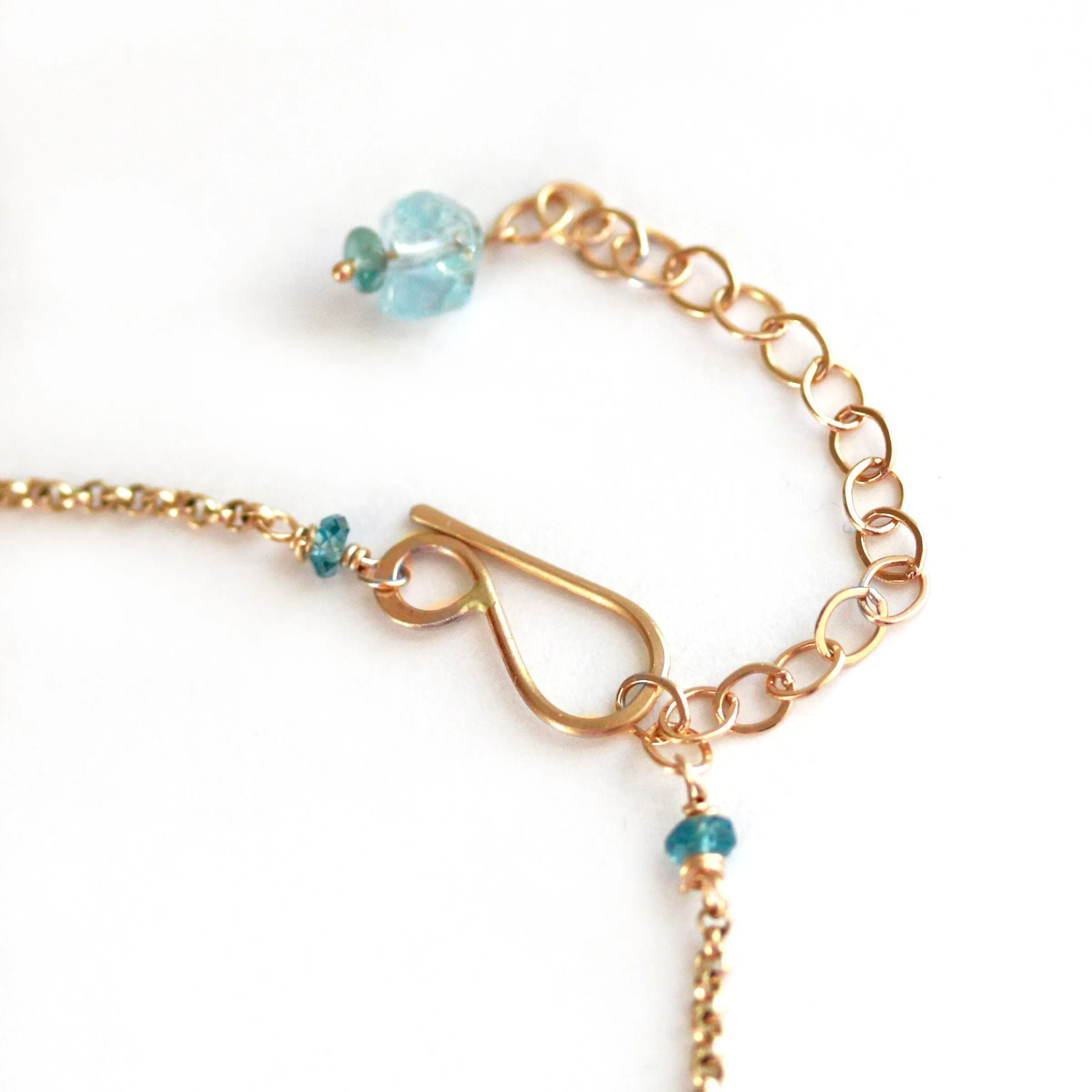 Sold! Creams and Teal Blue Swirl Boulder Opal with London Blue Topaz Cluster Necklace