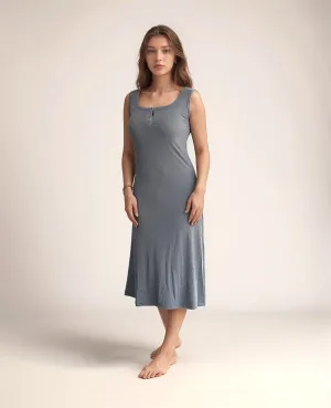 Solid Grey Button Down Jersey Dress