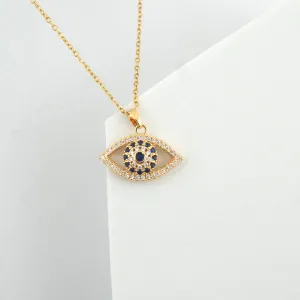 Sparkle Evil Eye Necklace Gold Plated, Waterproof and Anti-Tarnish