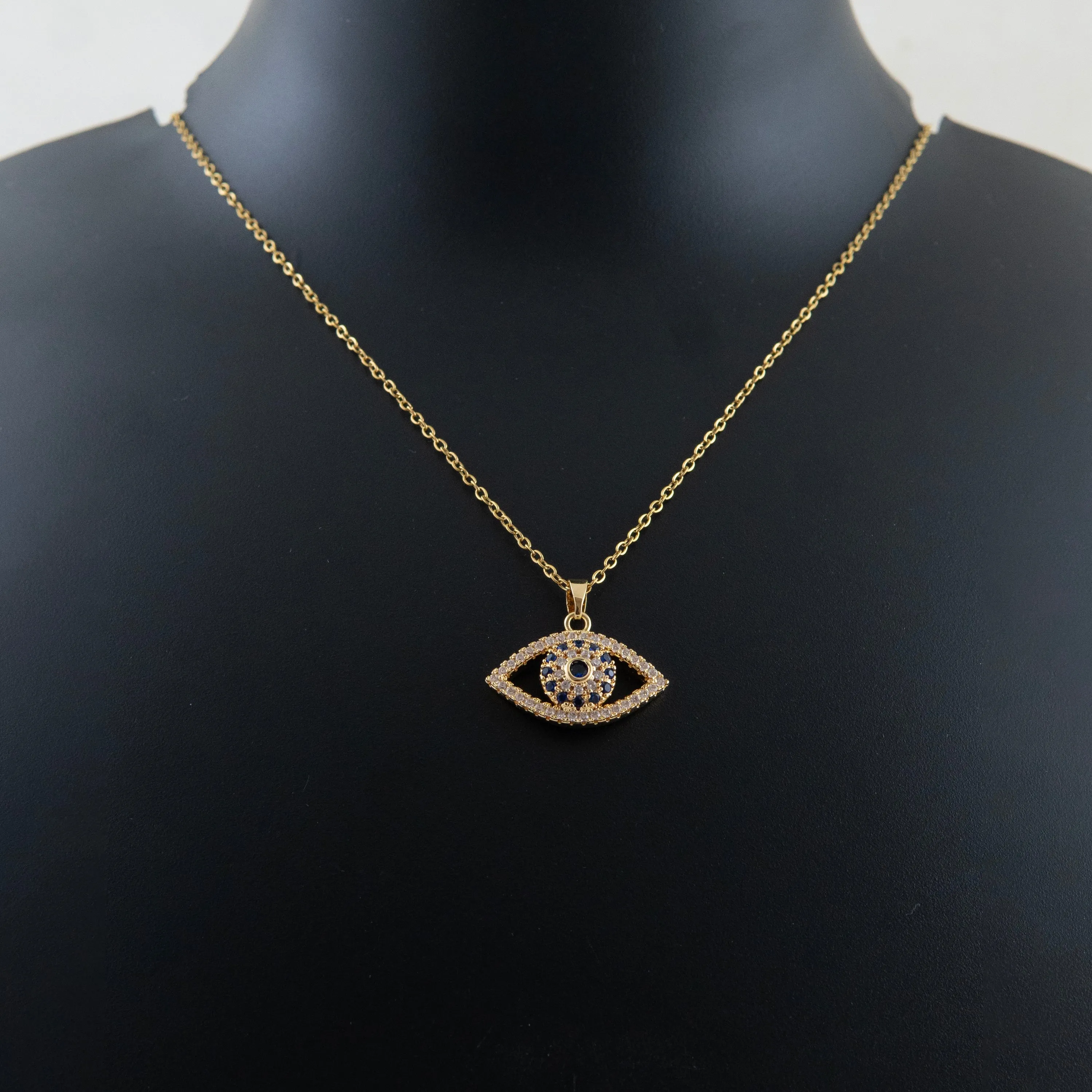Sparkle Evil Eye Necklace Gold Plated, Waterproof and Anti-Tarnish