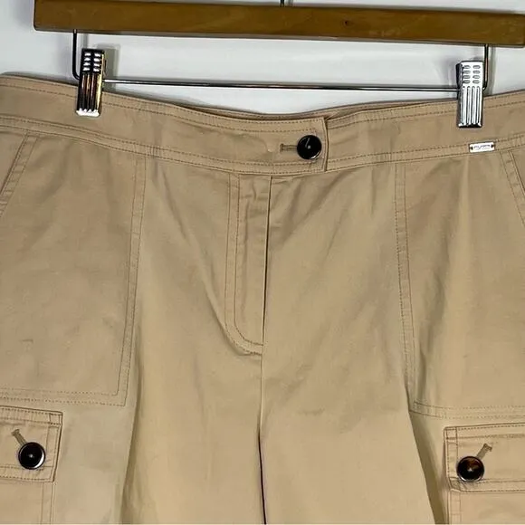 St John Khaki Bermuda Cargo Shorts Size 10 EUC