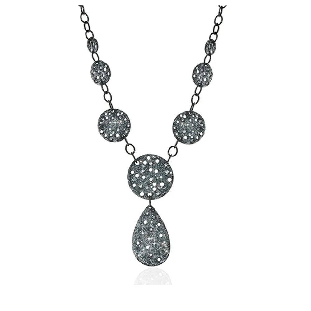 Stardust Hematite & Crystal Radiance Tear Drop Necklace