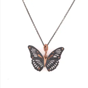 Sterling and Rose Gold Monarch Butterfly Pendant