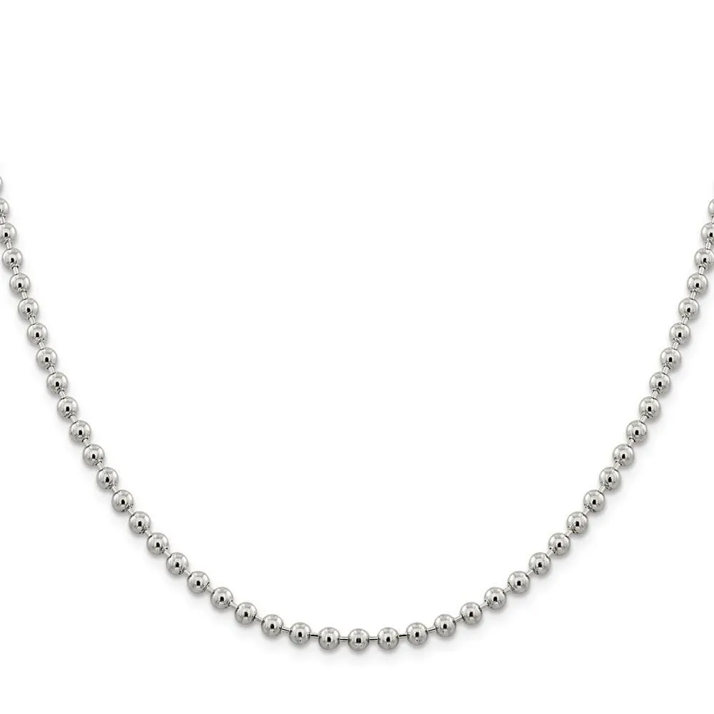 Sterling Silver Beaded Chains 4MM