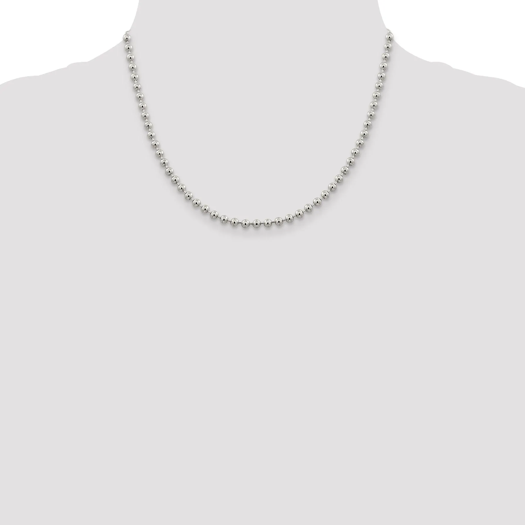 Sterling Silver Beaded Chains 4MM