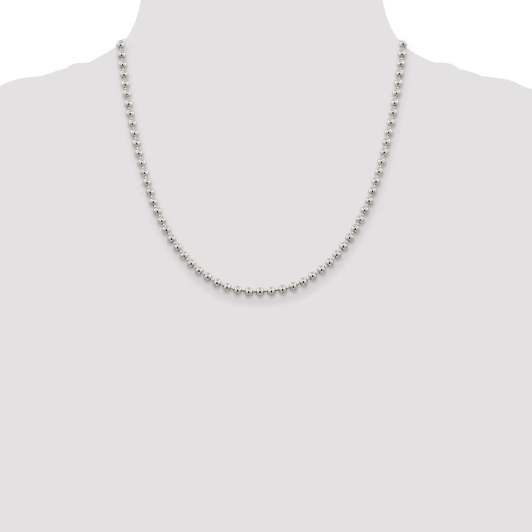 Sterling Silver Beaded Chains 4MM