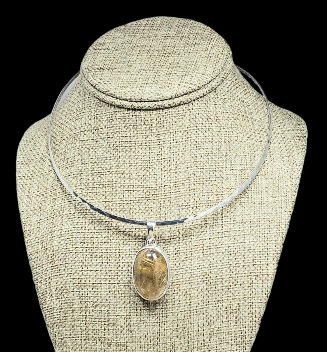 Sterling Silver Pendant with Rutilated Quartz