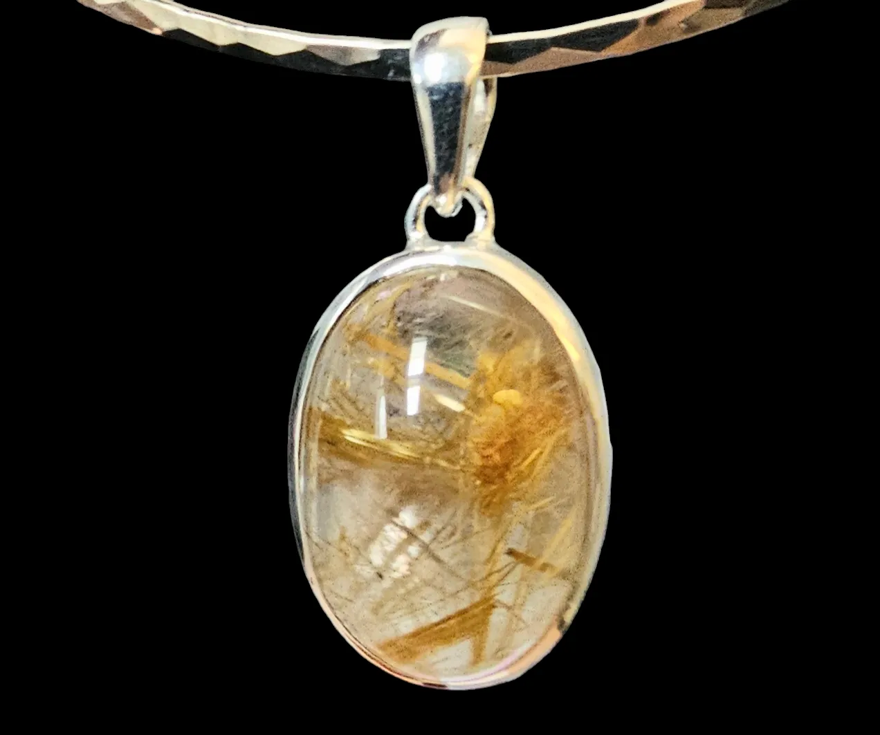 Sterling Silver Pendant with Rutilated Quartz