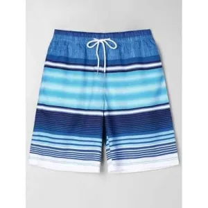 Striped Beach Bermuda Shorts - Blue M