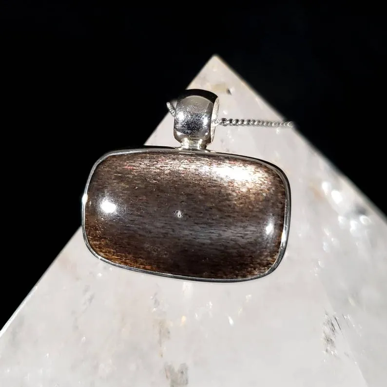 Sunstone Light and Shadow Silver Pendant