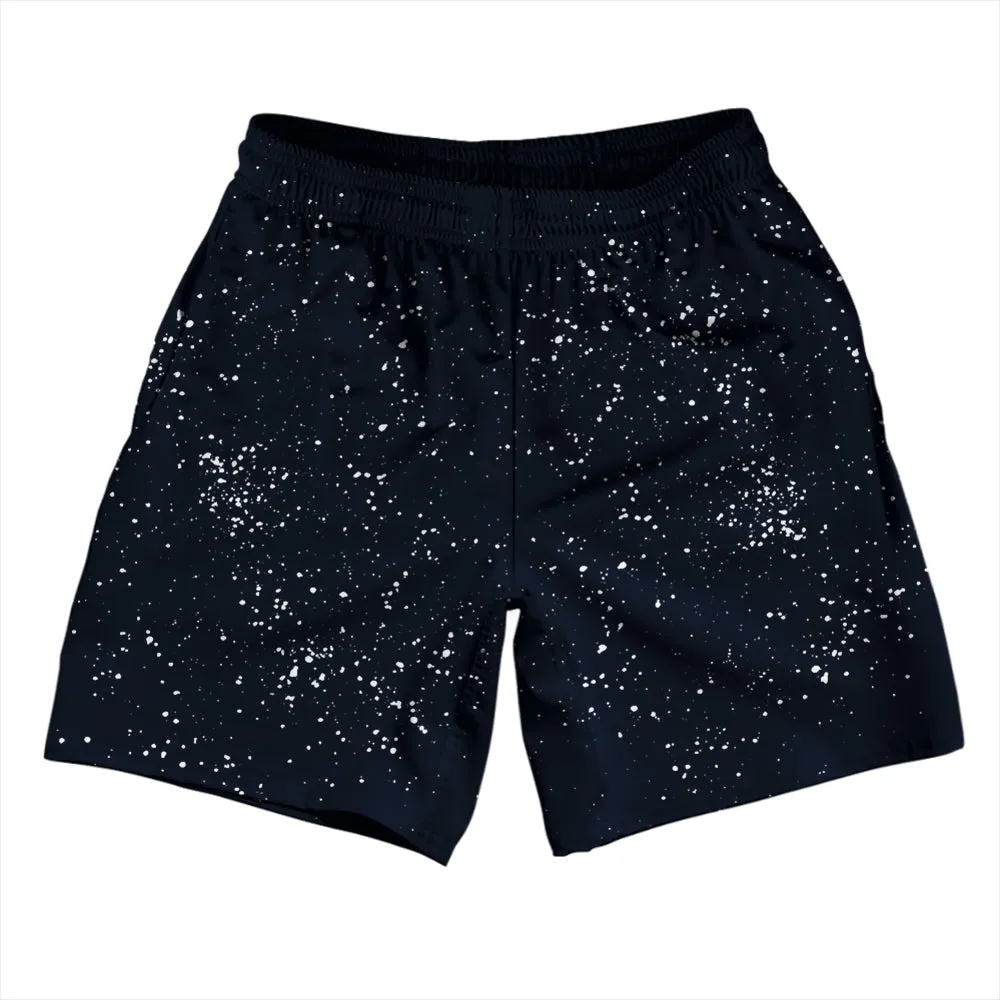 Super Fly Pattern Blue Navy Almost Black and White Athletic Running Fitness Exercise Shorts 7" Inseam Shorts Made In USA