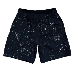 Super Fly Pattern Blue Navy Almost Black and White Athletic Running Fitness Exercise Shorts 7" Inseam Shorts Made In USA
