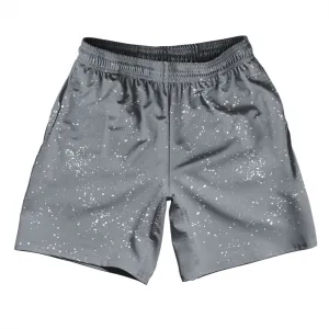 Super Fly Pattern Grey Dark and White Athletic Running Fitness Exercise Shorts 7" Inseam Shorts Made In USA