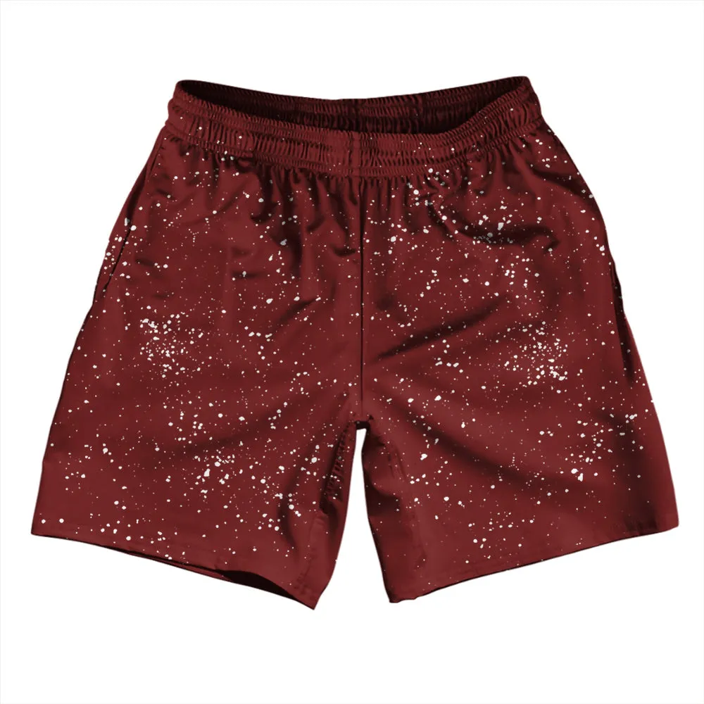 Super Fly Pattern Red Maroon and White Athletic Running Fitness Exercise Shorts 7" Inseam Shorts Made In USA