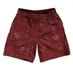 Super Fly Pattern Red Maroon and White Athletic Running Fitness Exercise Shorts 7" Inseam Shorts Made In USA