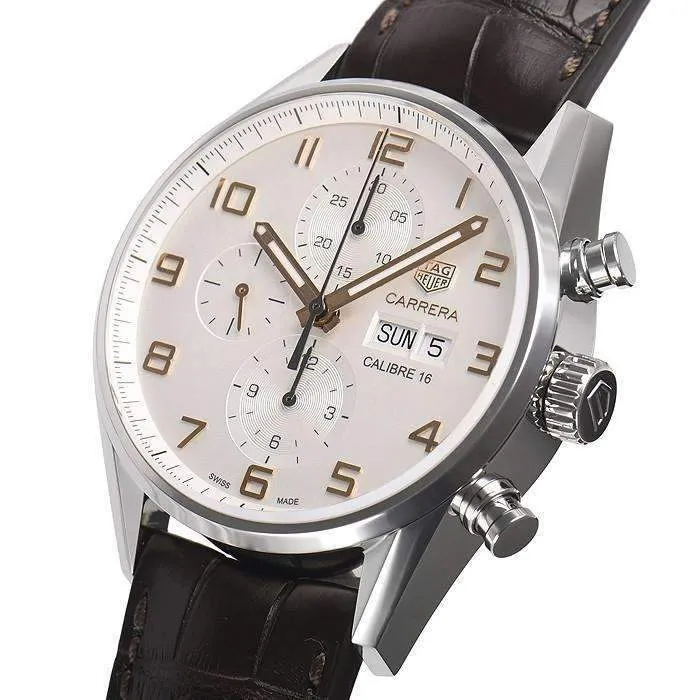 TAG HEUER CARRERA AUTOMATIC WHITE DIAL BROWN MEN WATCH CV2A1AC.FC6380