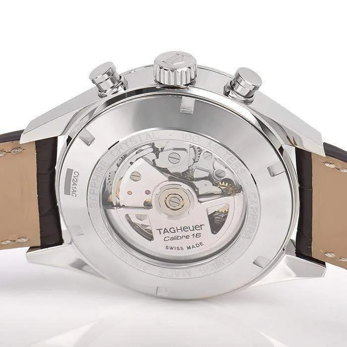 TAG HEUER CARRERA AUTOMATIC WHITE DIAL BROWN MEN WATCH CV2A1AC.FC6380