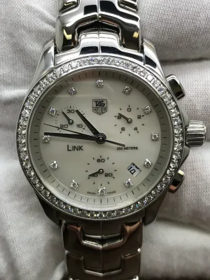 TAG Heuer Link Chronograph CJF1314 Mother of Pearl Dial Quartz Women's Watch