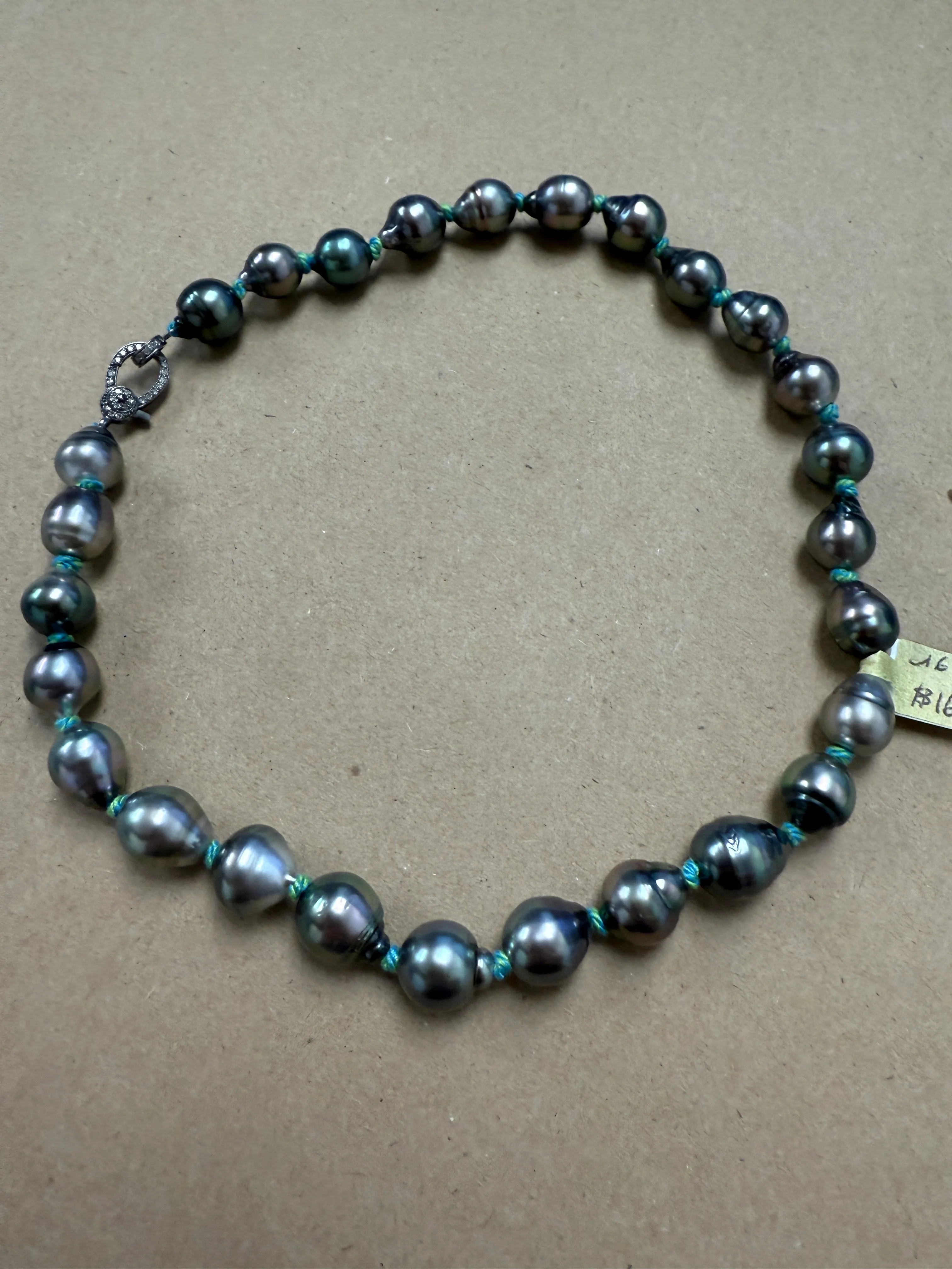 Tahitians Pearls on Colorful Thread w/ Diamond Clasp Choker | 16''