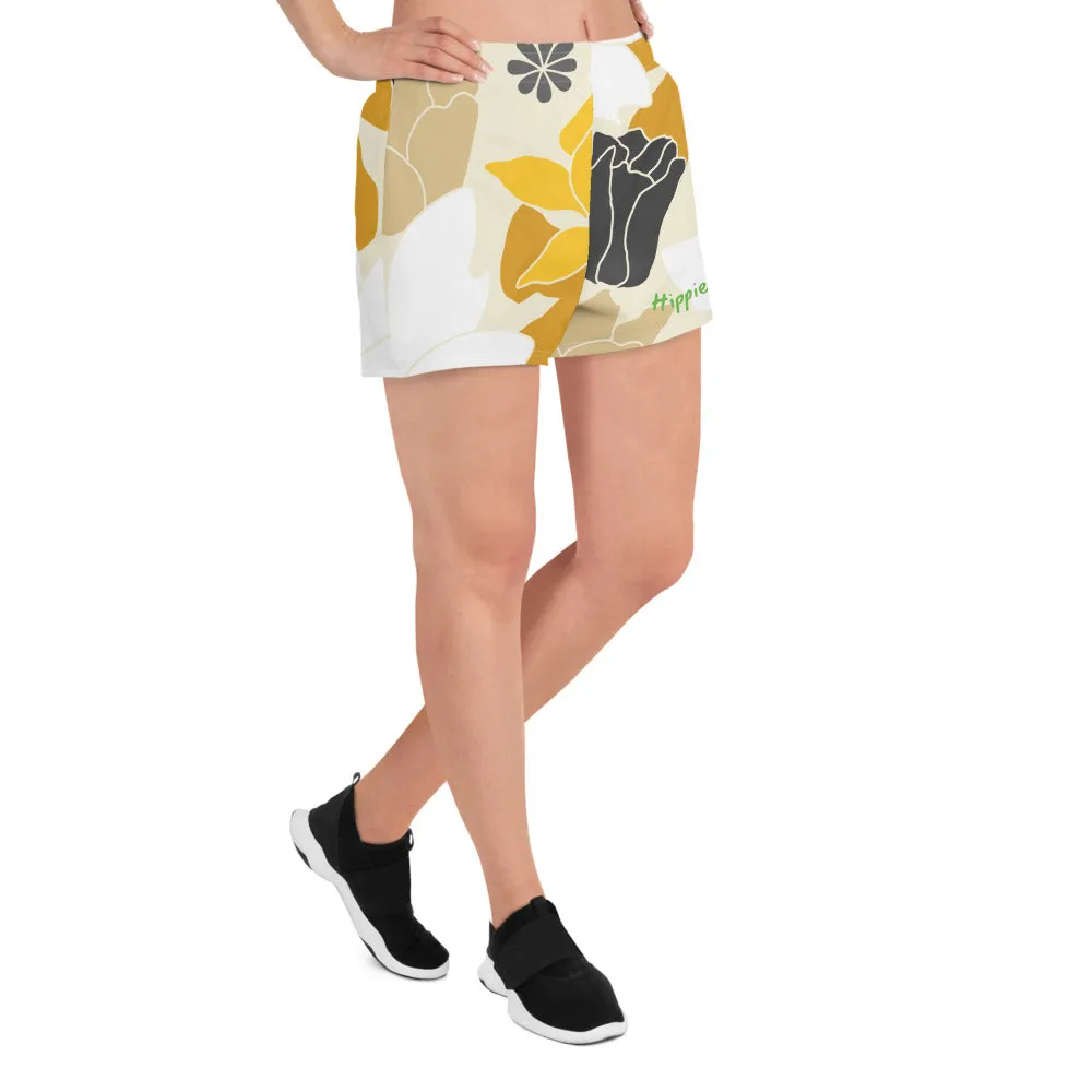 Tan Flowers Women’s Athletic Shorts
