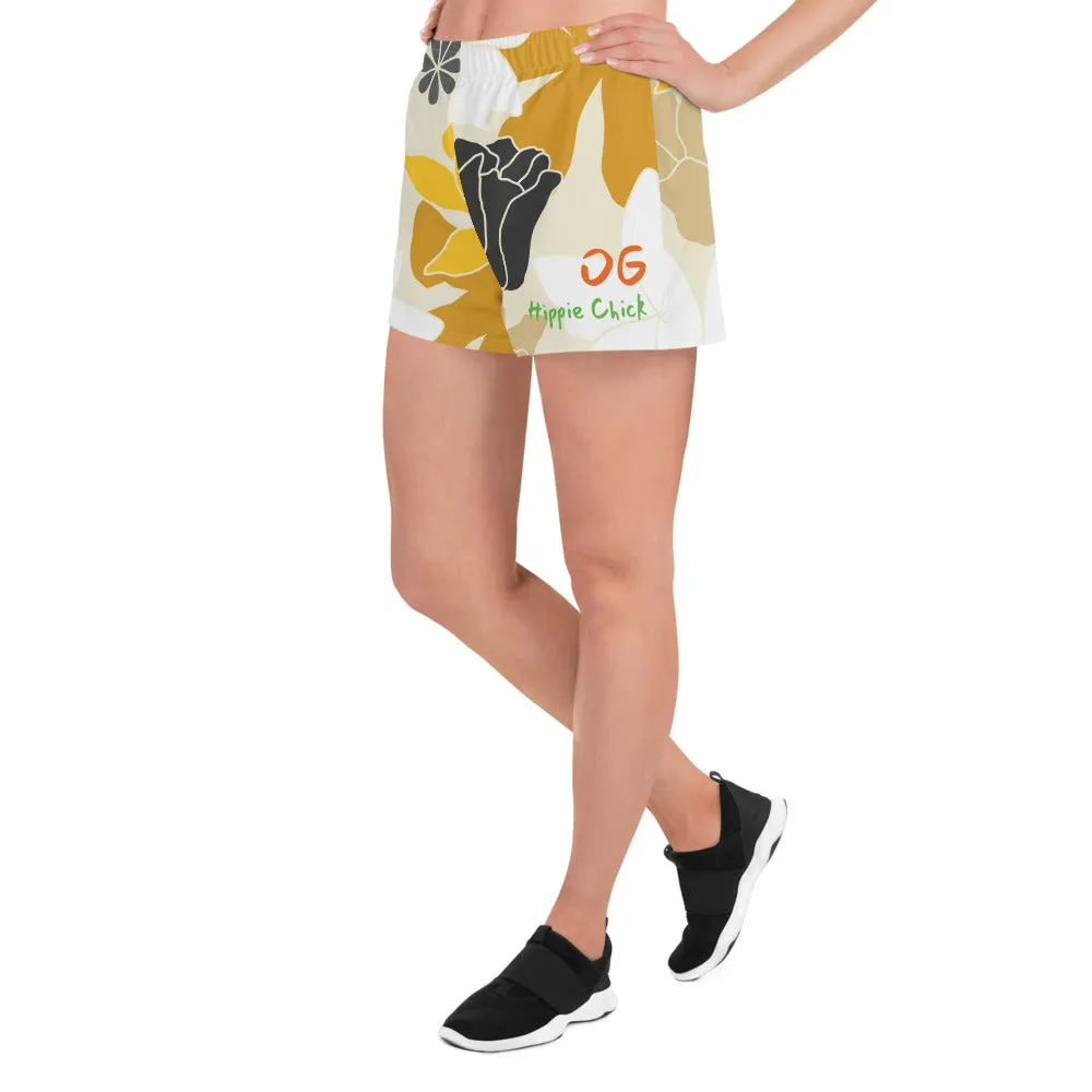 Tan Flowers Women’s Athletic Shorts