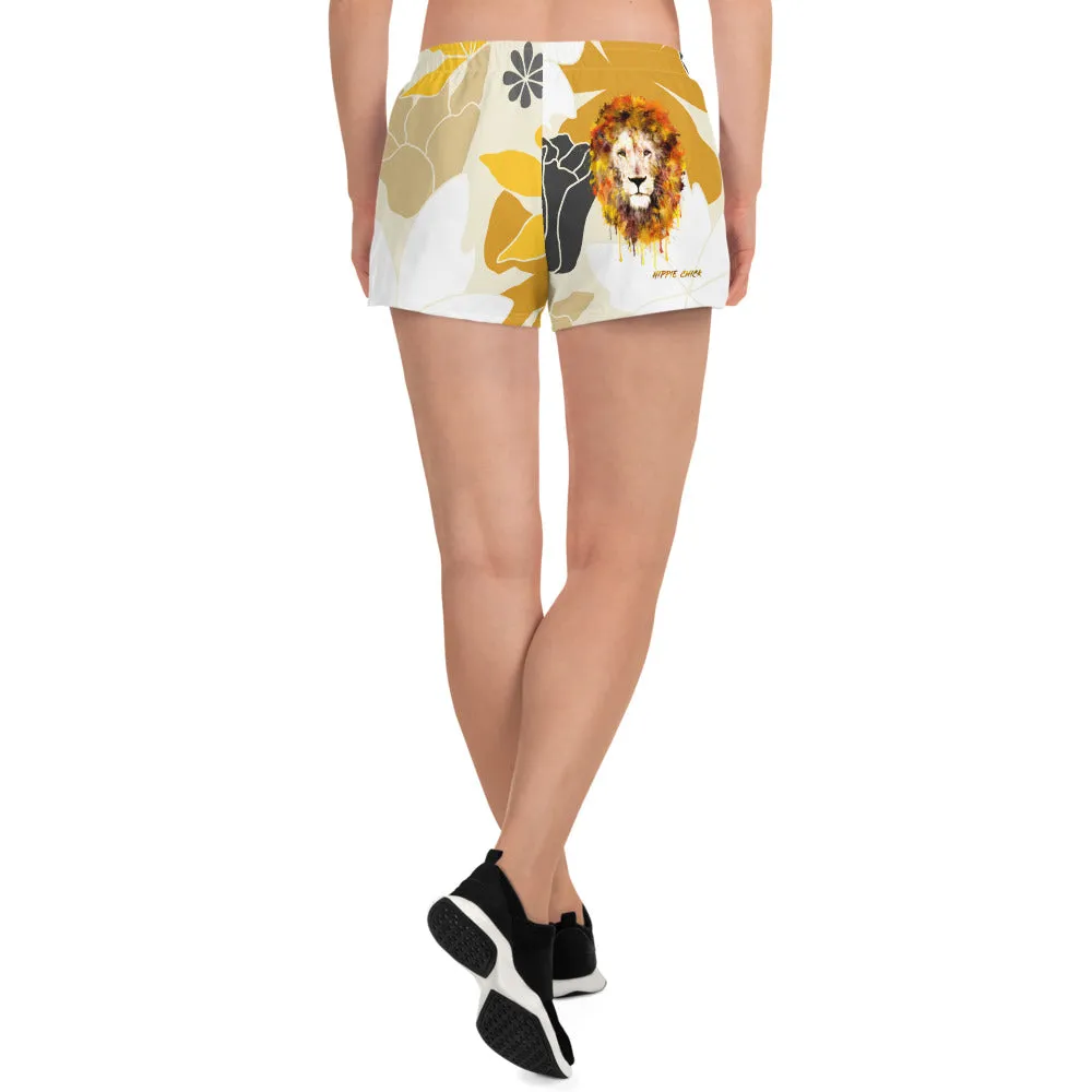 Tan Flowers Women’s Athletic Shorts