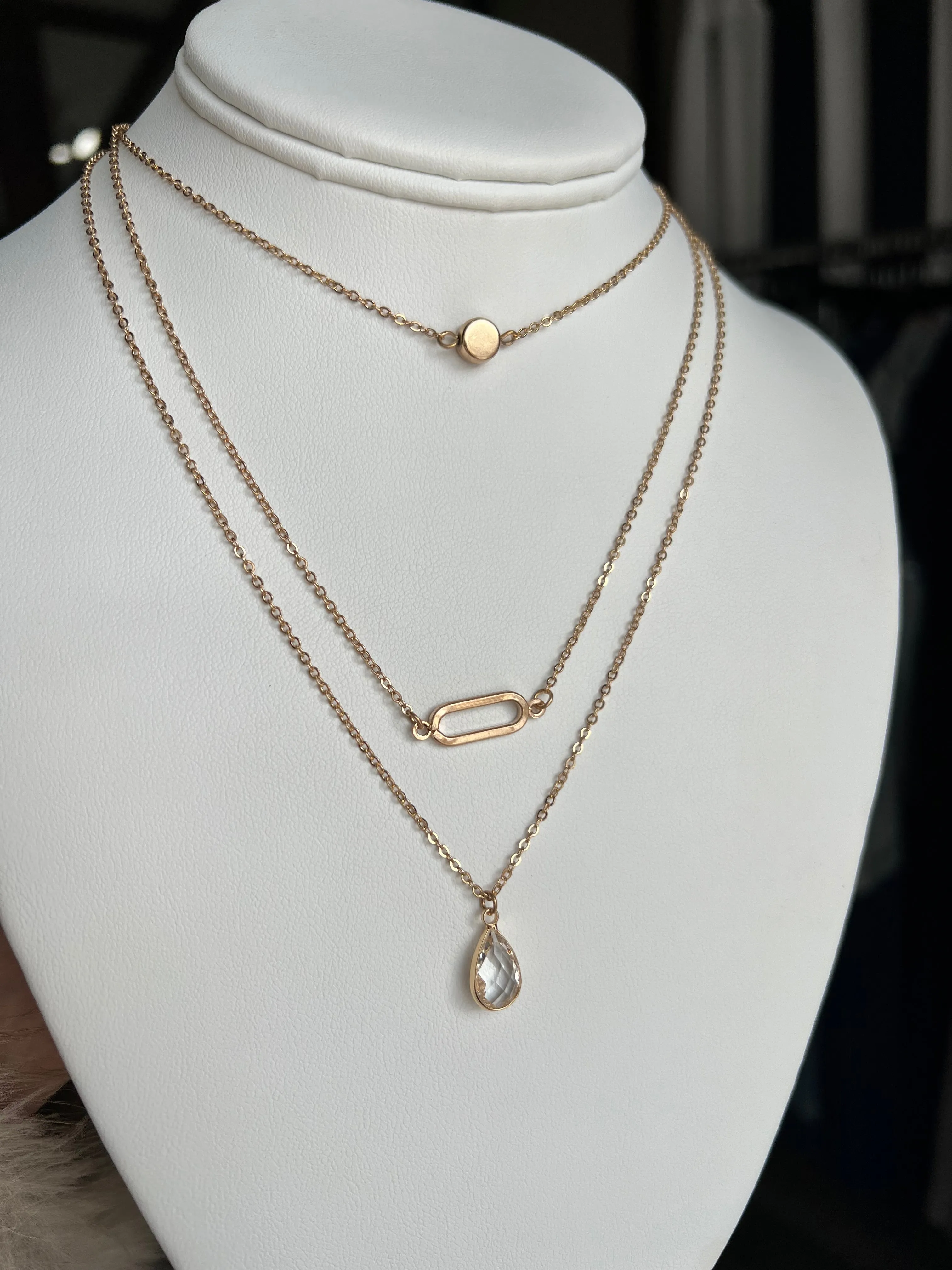Teardrop 3 Layer Choker Necklace