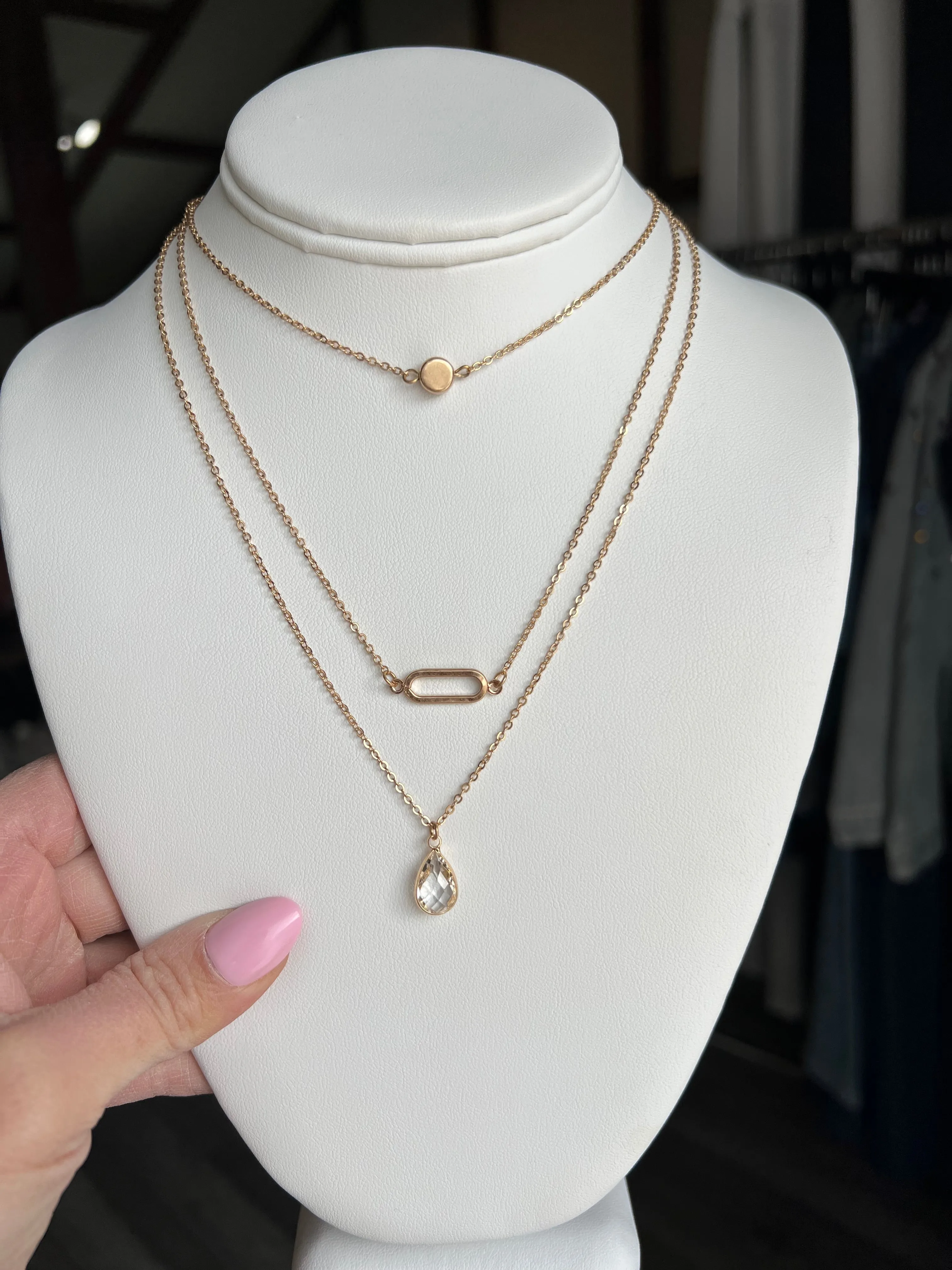 Teardrop 3 Layer Choker Necklace
