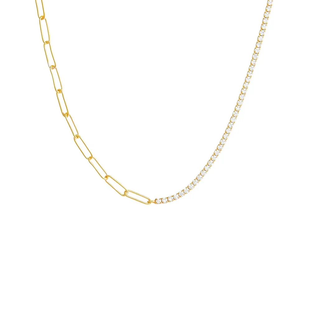 Thin Tennis X Chunky Link Necklace