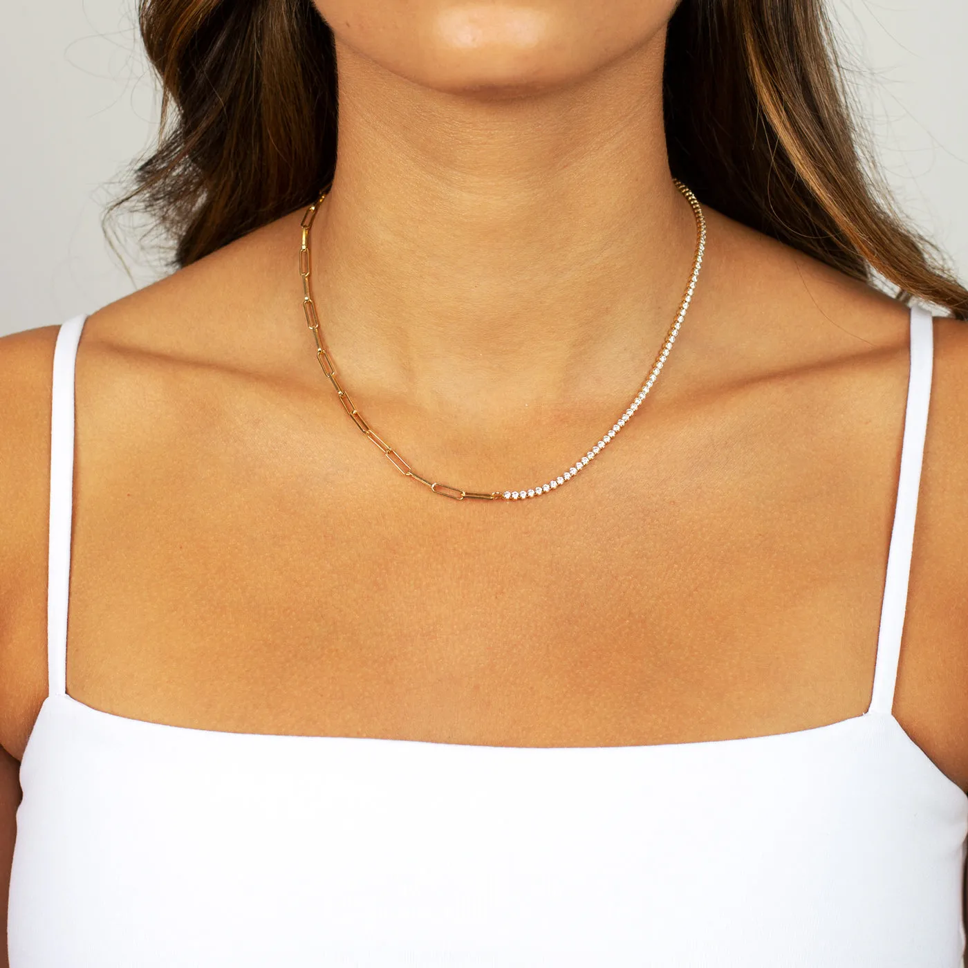 Thin Tennis X Chunky Link Necklace